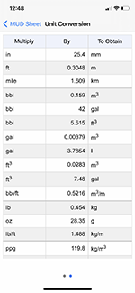 Unit Conversion | MUDSheet Mobile App Screenshot
