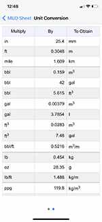 Unit Conversion | MUDSheet Mobile App Screenshot