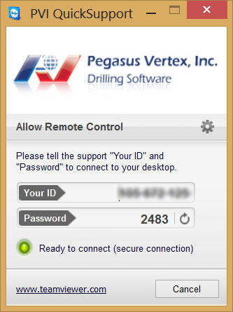 provide us your ID and password to start the remote session | PVI Technical Support Screenshot: How to provide us your ID and password to start the remote session | PVI Technical Support